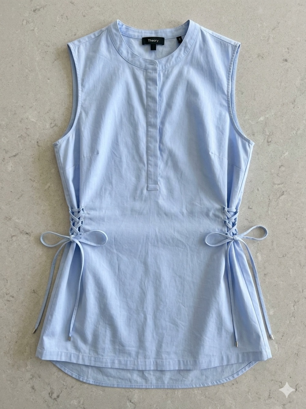 Theory Pale Blue Sleeveless Split-Neck Camisole